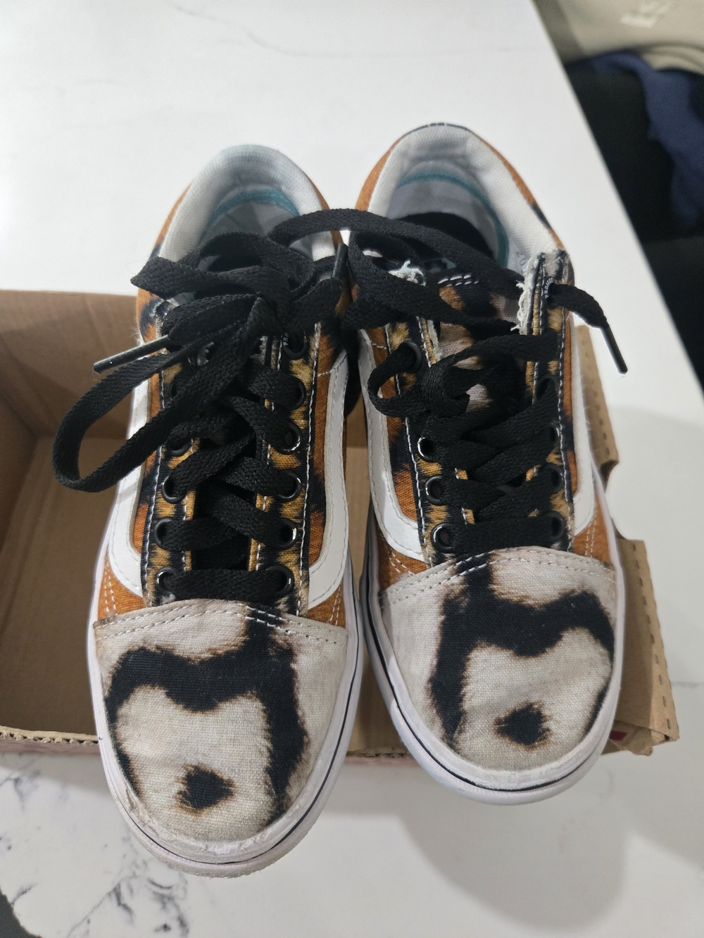 Vans X Discovery Animal Print Low-Top Sneakers with White Side Stripe